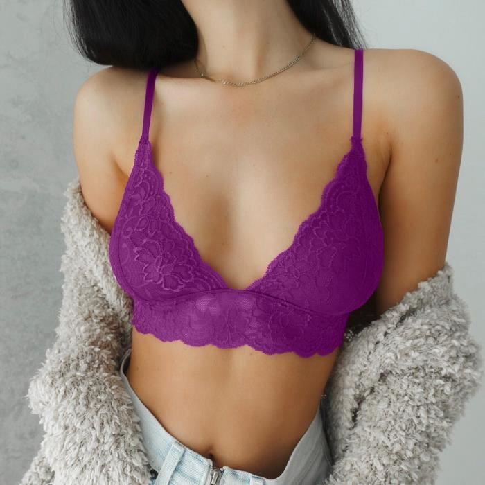 Femmes Plus Size Gilet Crop Soutien Gorge Sans Fil Lingerie Sexy Col V