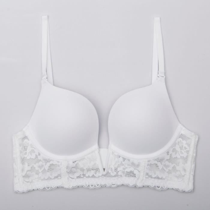 Ensemble Lingerie Femme Dentelle Sexy Blanc V Profond Dos Nu