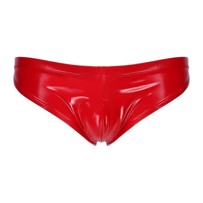 Yizyif Slip Homme Cuir Verni Sexy Jockstrap Gay Lingerie Erotique