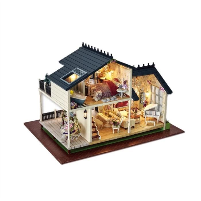 1pc miniature bricolage provence lavande villa maison avec des accessoires de meubles créatif cadeau romantique et les amis non