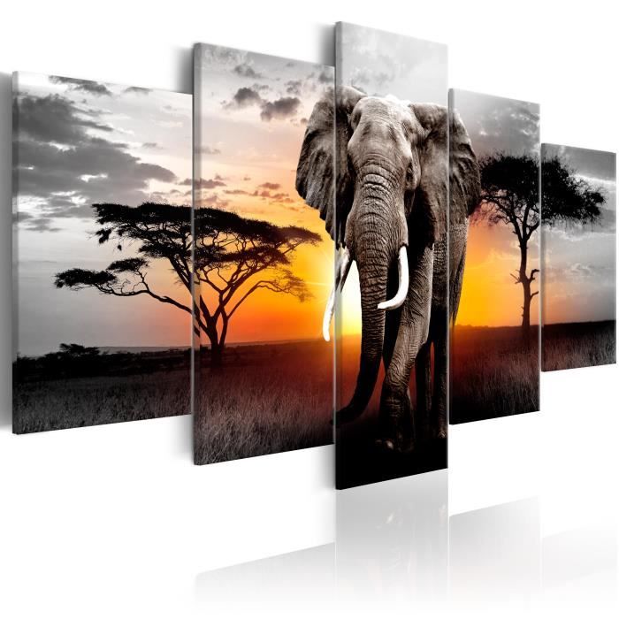 Tableau Elephant at Sunset - taille:200 x 100 cm