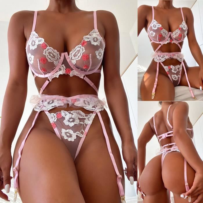 Femmes Exquise Dentelle Lingerie Soutien Gorge Jarreti Re Slips