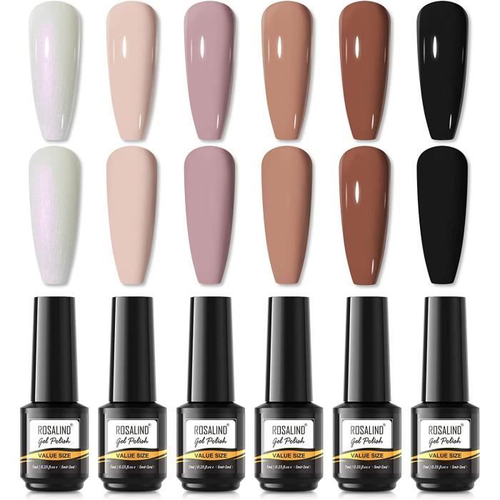 ROSALIND Couleurs Vernis Semi Permanent Marron Noir Nude Argent Brun Couleur ml Vernis à