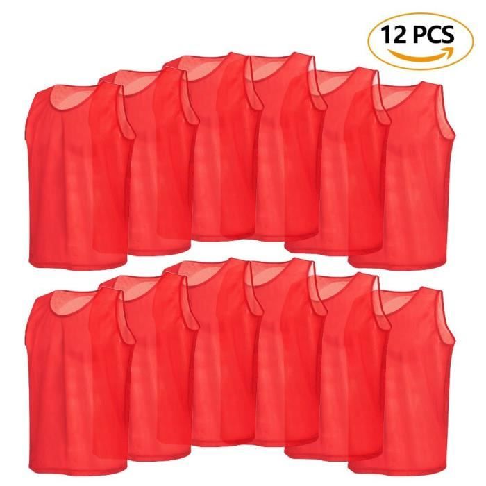 12pcs Maillots Gilet de Sport Chasuble Veste Survêtement Hommes d'Entraînement Respirant en Maille pour Football Basket-ball Rugby