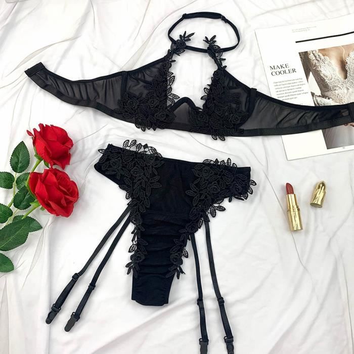 Femmes Mode Élégante Lingerie Sexy Dentelle Gaze Sous Vêtements Body