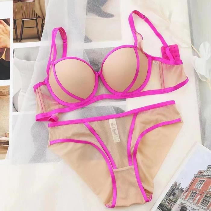 Ensemble Lingerie Femme Fil Maille A Couleurs Croisees Anti