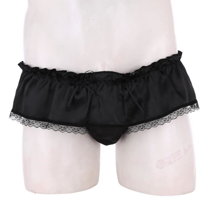 Yonghs Homme Sissy String Sexy Satin Lingerie Erotique Jupe Sous