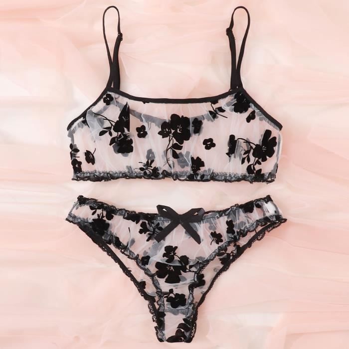 Ensemble De Soutien Gorge Culotte De Lingerie En Maille Exquise Pour