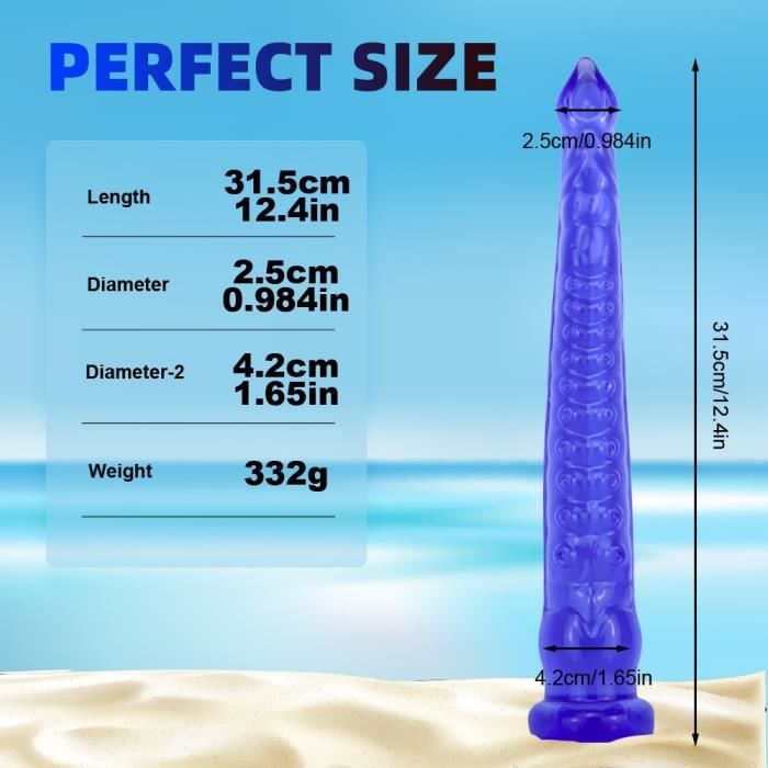 31 cm Bleu Plug anal réaliste de poulpe pour couples Masturbateur de