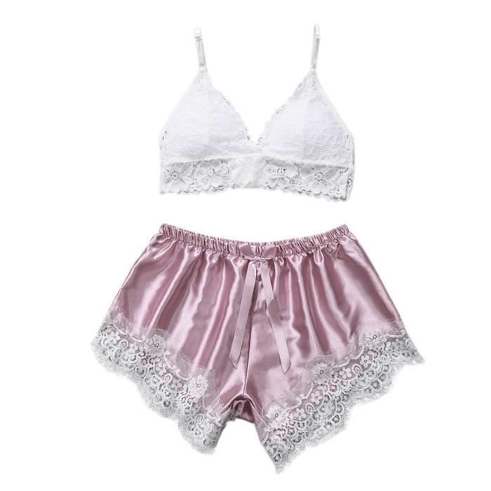 Ensemble Brassiere Et Shorty Femmes Sexy Dentelle V Tements De Nuit Lingerie Tentation De Nuit