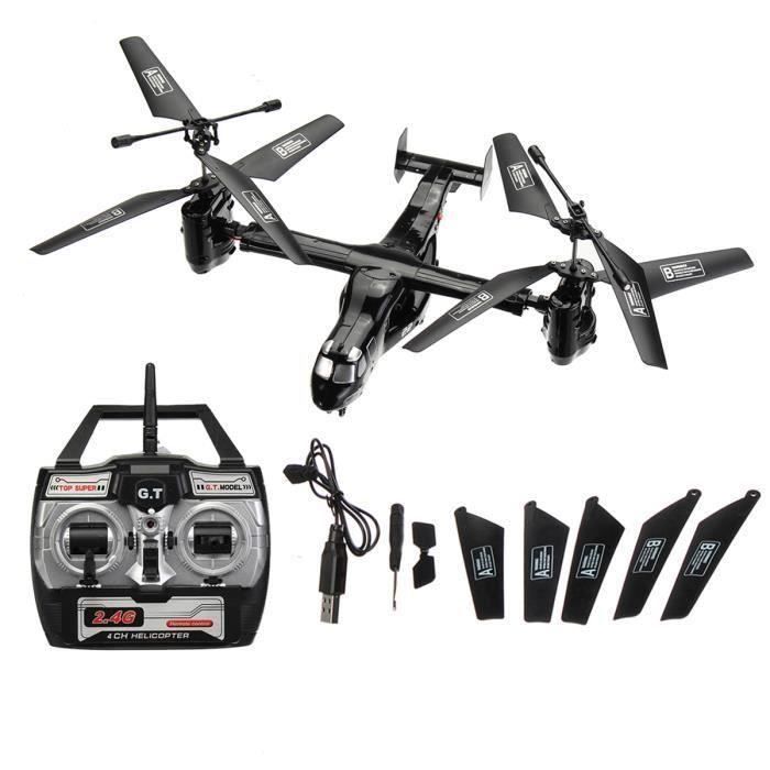 Osprey 2.4G Transport Avion Hélicoptère Drone RC Jouet Remplaçable Batterie Noir Bo07535