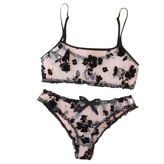 Ensemble De Soutien Gorge Culotte De Lingerie En Maille Exquise Pour