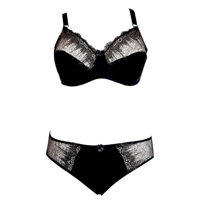 Ensemble Soutien Gorge E Et Culotte Noir Fils Dor S Lingerie Grande Taille Noir Cdiscount