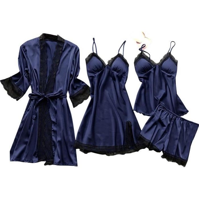 Nuisette Longue Lingerie Femmes Robe En Dentelle De Soie Robe Nuisette
