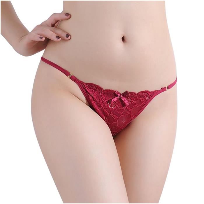 Lukcolor Lingerie Sexy Femme Dentelle String Ouvert Culotte G Pantalon