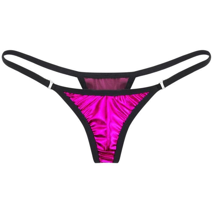YOOJIA Mini String Ficelle Femme Métallique Brillant Micro String Sexy Bikini Tanga Thong T Back