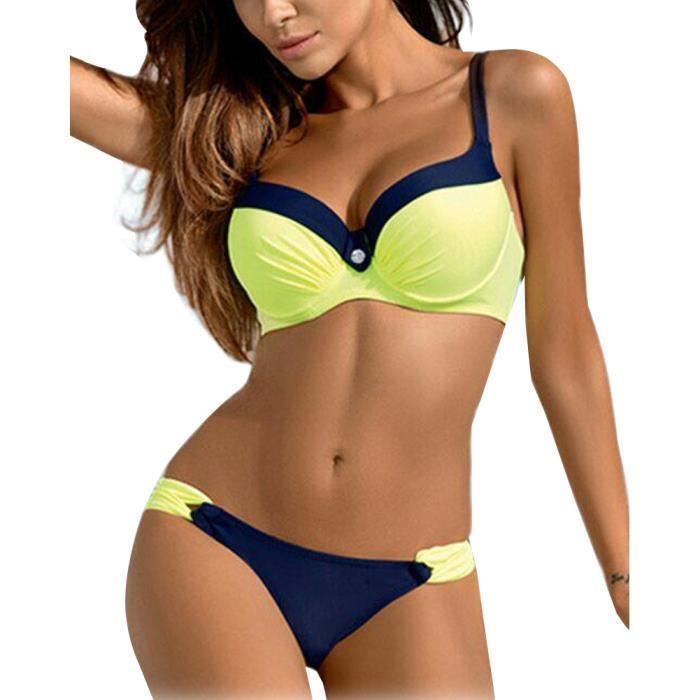 Minetom Femme Maillots De Bain Pi Ces Bikini Rayure Boh Me Imprim Push Up Sets Triangle Sexy