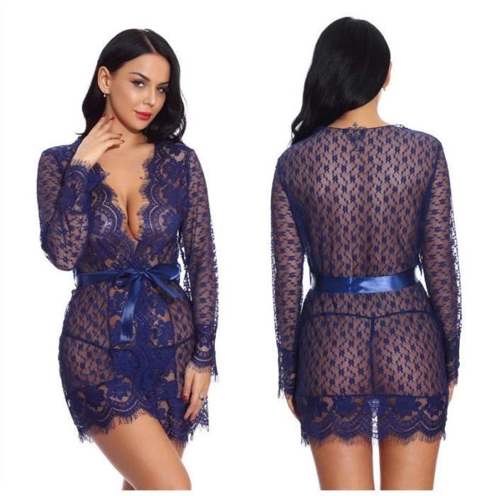 Sexy Lingerie Rotique Ceinture Cils Dentelle Cardigan Chemise De Nuit