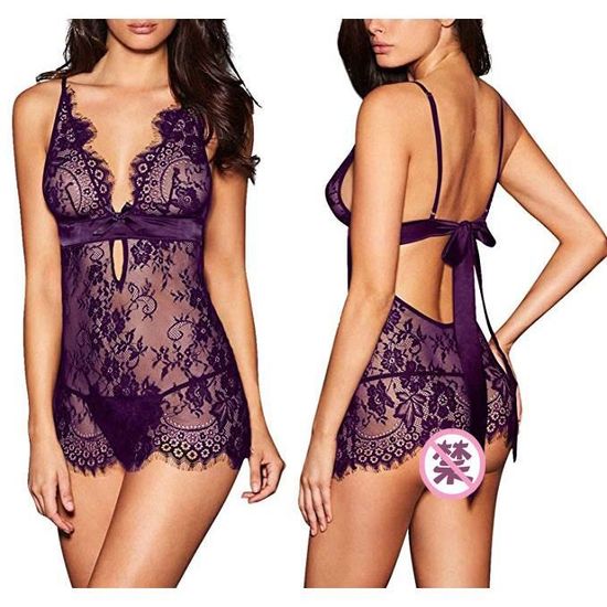Femme Lingerie Sexy Dentelle Nuisette Femmes Babydoll Hot Sensuelle Col