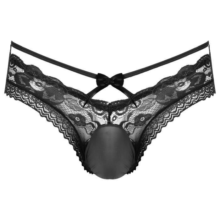 Yonghs Fr Sissy Homme Slip Sexy Dentelle String Transparent Slip Gay