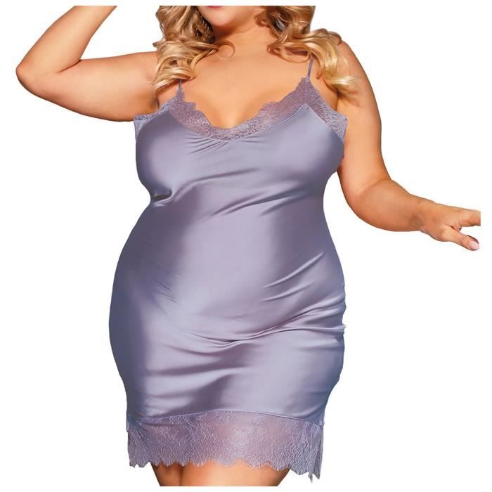 Body Femmes Lingerie Bretelles transparentes Chemise de nuit courte String Ensemble deux pièces