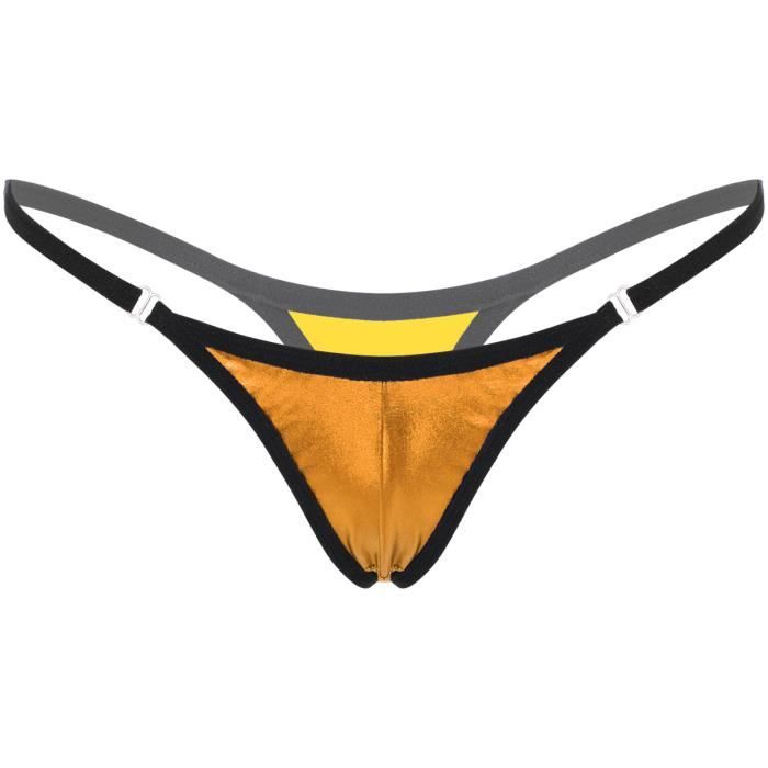 YOOJIA Mini String Ficelle Femme Métallique Brillant Micro String Sexy Bikini Tanga Thong T Back