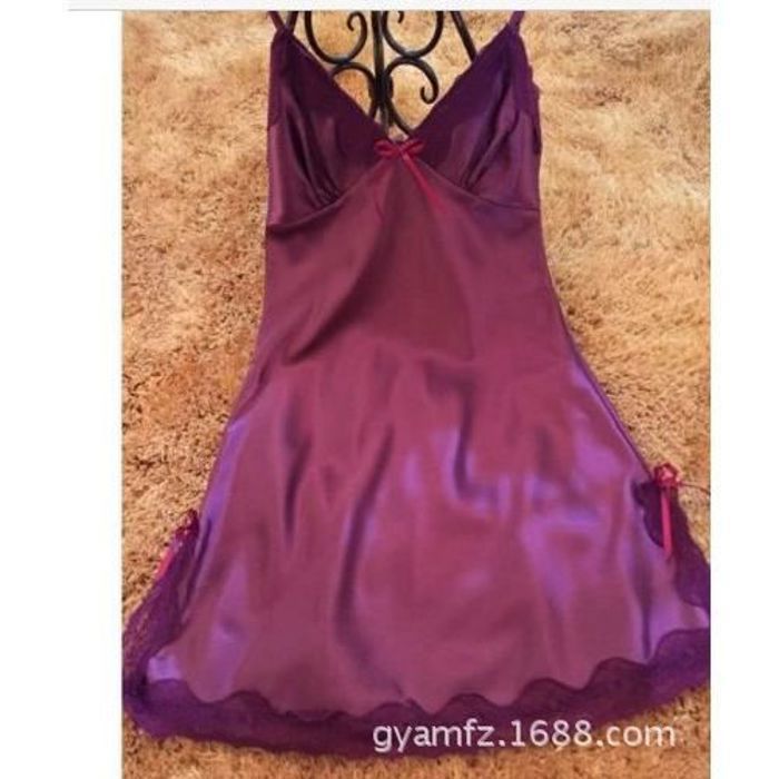 Lingerie Sexy Ensatincol V Halter Nuisette Ouverte Babydoll Sexy Rose