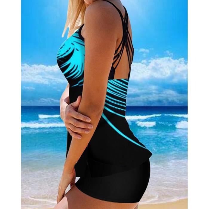 Minetom Maillot De Bain Pi Ces Femme Tankini Ensembles Maillots Bikini Set Sans Manches