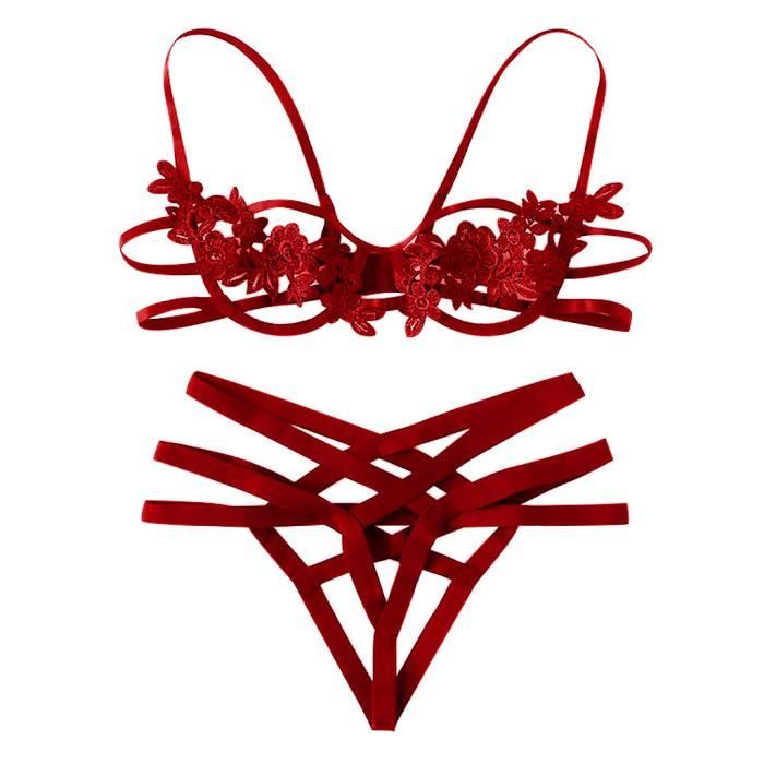 Ensemble Femmes Lingerie Corset Dentelle Armatures Racy Mousseline