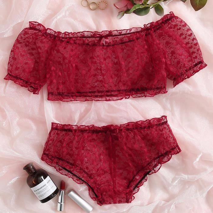 Femmes Lingerie Corset Dentelle Sans Fil Racy Mousseline V Tements De