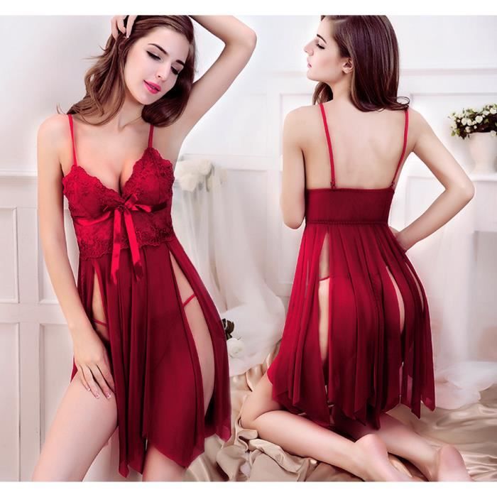 Sexy Lingerie Femme Sexy Nuisette Lingerie Robe De Nuit Pyjama Nuisette Rouge Cdiscount Pr T