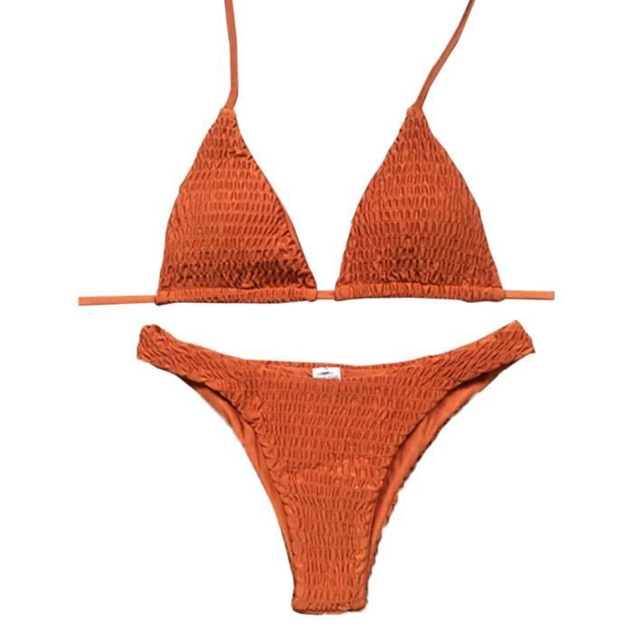 Maillot De Bain De Natation Sexy Bikini Pliss Solide Maillots De Bain