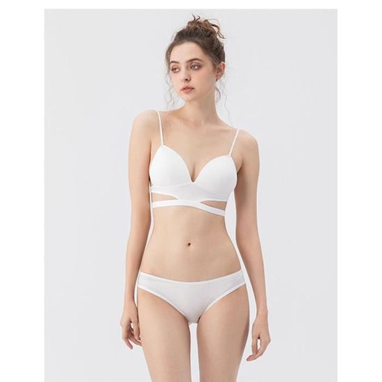 Ensemble Lingerie Femme Bonnets Triangulaires Invisibles Sans Dos Bague