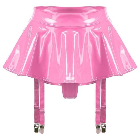 Mini Jupe En Cuir Verni Pour Femmes Hot Pink C Look Mouill Taille Basse Blanc