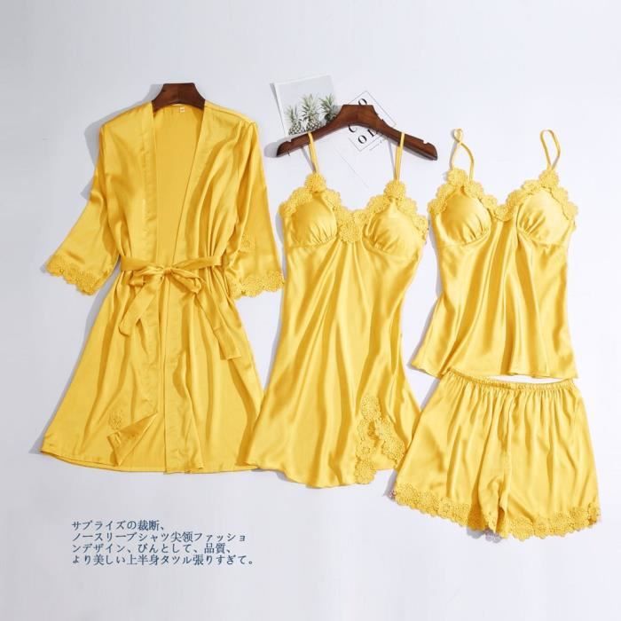 Satin Soie Pyjamas Femmes Chemise De Nuit Lingerie Robes Sous V Tements V Tements De Nuit Sexy