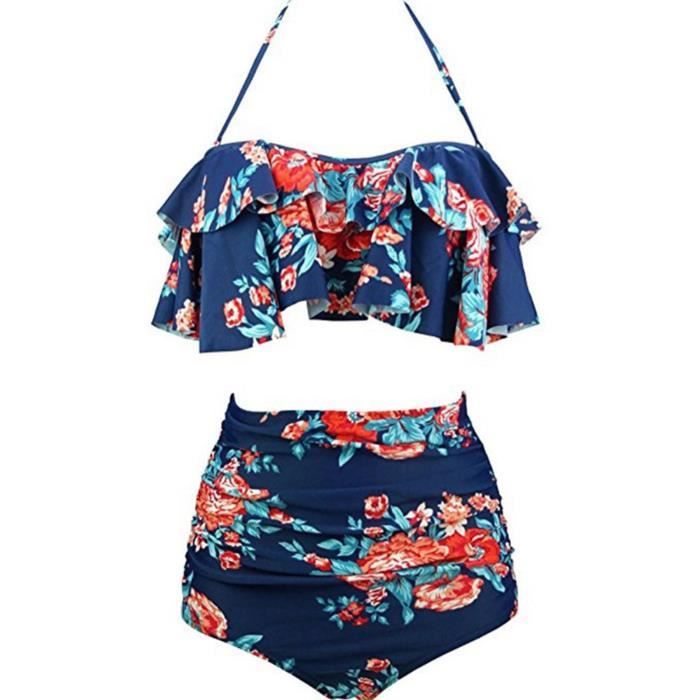 Bikini Maillot De Bain Femme Mode Split Sexy Taille Haute Impression