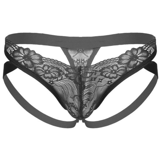 Yizyif Homme Sissy String Ouvert Fesse Sexy Tanga Dentelle Slip Gay