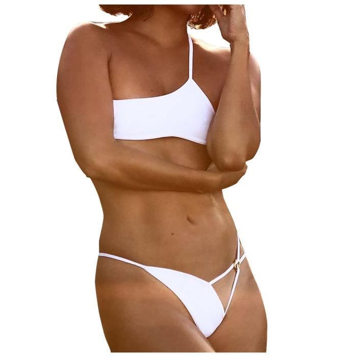 Bikini Maillot De Bain Sexy Femme Maillot De Bain Deux Pi Ces Dos Nu Solide Maillot De Bain