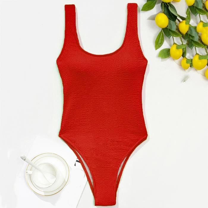 Lukcolor Sexy femmes couleur unie dos nu Bikini une pièce maillot de