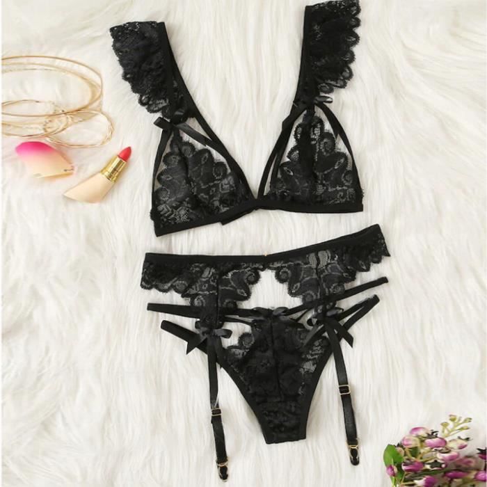 Pc Femmes Dentelle Sexy Lingerie Bretelles Soutien Gorge Et Culotte