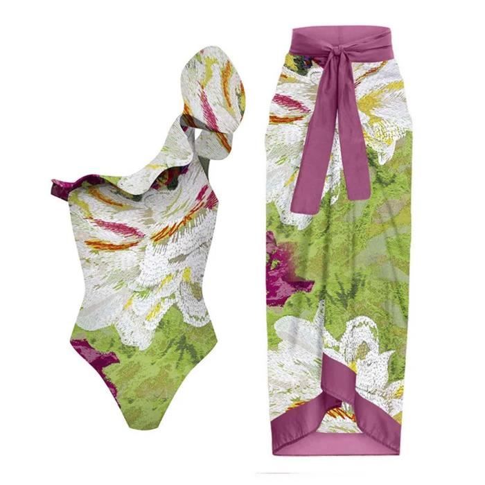 mode imprimé maillot de bain ensemble Bikini maillot de bain Wrap longue robe deux pièces