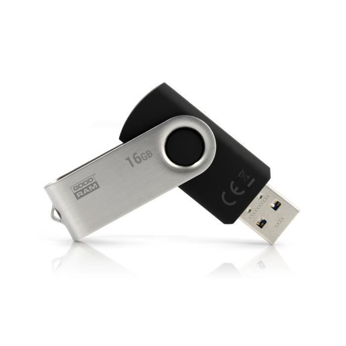 Goodram UTS3, 16 Go, 3.0 (3.1 Gen 1), Connecteur USB Type-A, 60 Mo-s, Pivotant, Noir