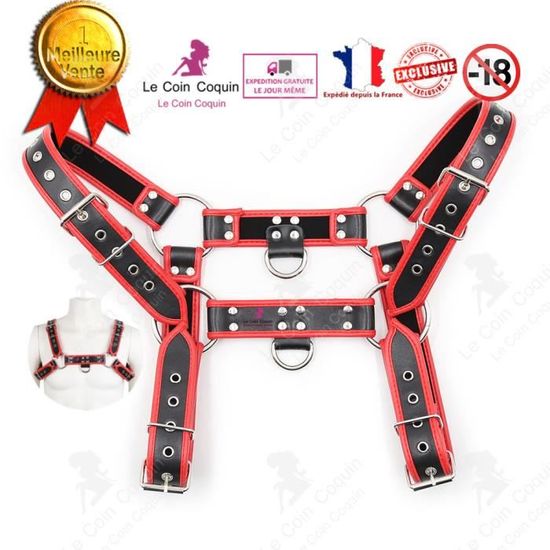 Lcc Harnais Gay Homme Rouge Torse Sexy Rotique Lingerie Ajustable
