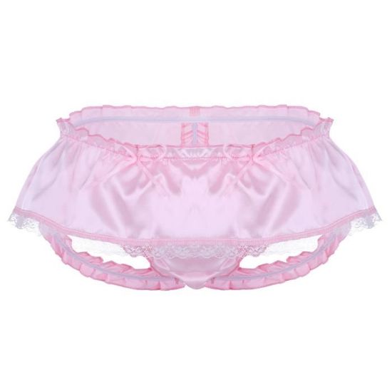 Yonghs Homme Sissy String Sexy Satin Lingerie Erotique Jupe Sous