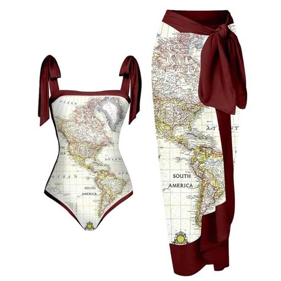 Femme Maillot De Bain Une Pi Ce Bikini Cravate Mousseline De Soie Maxi