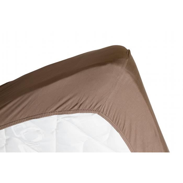 Drap housse jersey extensible DOUCEUR bois - 110x190