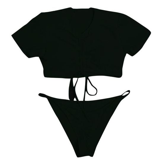 Bikini Femmes Sexy Solid Push Up High Cut Lace Up Halter Set Maillot De