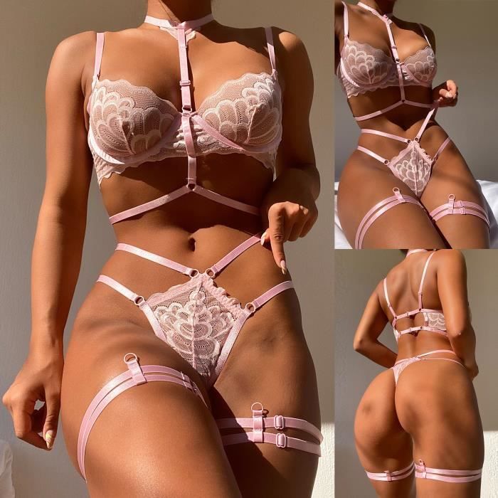 Femmes Exquise Dentelle Lingerie Soutien Gorge Jarreti Re Slips