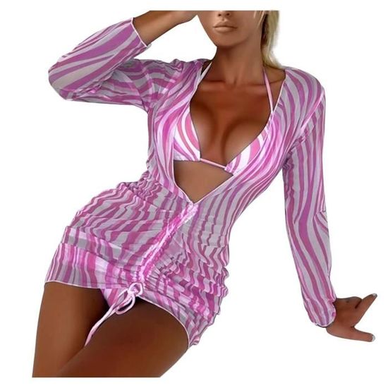 Bikini Bretelles Solides Pour Femmes Deep V Sexy Split Maillot De
