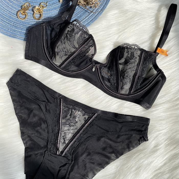 Ensemble Lingerie Femme Broderie Sexy Mode Couleur Unie Polyvalente